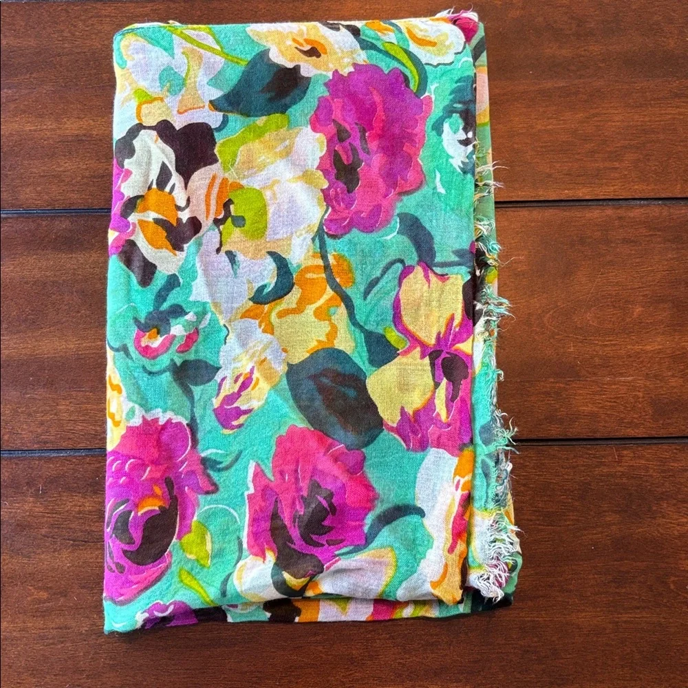 Betsey Johnson Floral Scarf 75” Long Viscose Lightweight Boho